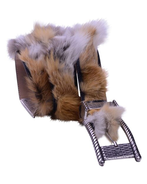 Angelo Galasso Fox Fur Palladium - plated Buckle Leather Belt on Sale in Vancouver