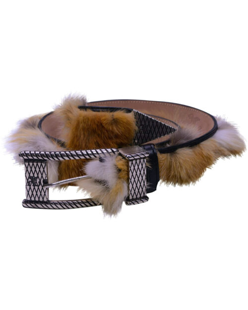 Angelo Galasso Fox Fur Palladium - plated Exclusive Leather Belt on Sale in Vancouver-1