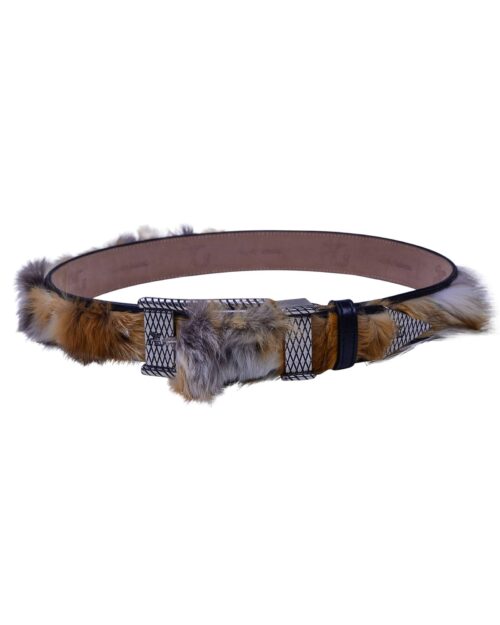 Angelo Galasso Fox Fur Palladium - plated Exclusive Leather Belt on Sale in Vancouver-2