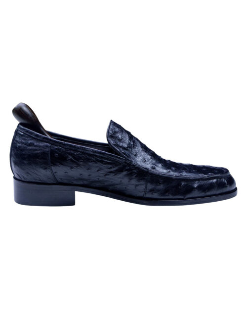 Custom Made Italian Black Color Genuine Ostrich Leather Shoes