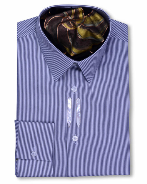 Classic Collar Tailored Fit Grey & White Striped Shirts
