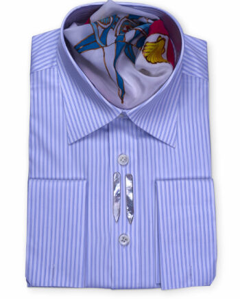 Spread Collar Tailored Fit Blue Striped Shirts