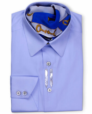 Light Blue solid color cotton & silk fancy dress shirt