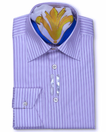 Classic Style Regular Fit Purple Striped Dress Shirts