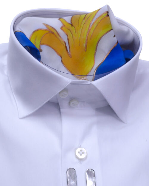 Stand Collar Tailored Fit White Shirts