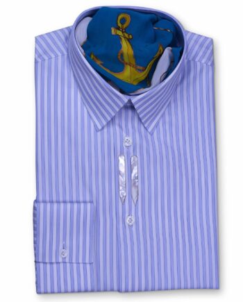 Classic Collar Tailored Fit Blue & White Striped Shirts