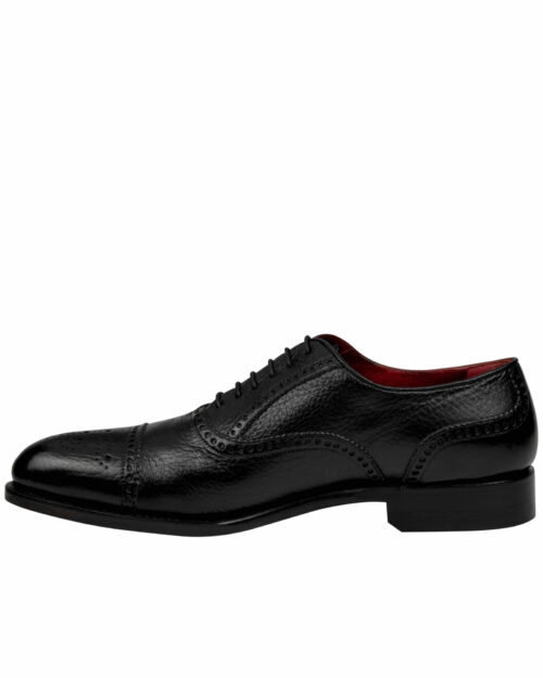 Goodyear Welted Deerskin Black Wingtip Lace-up Shoes