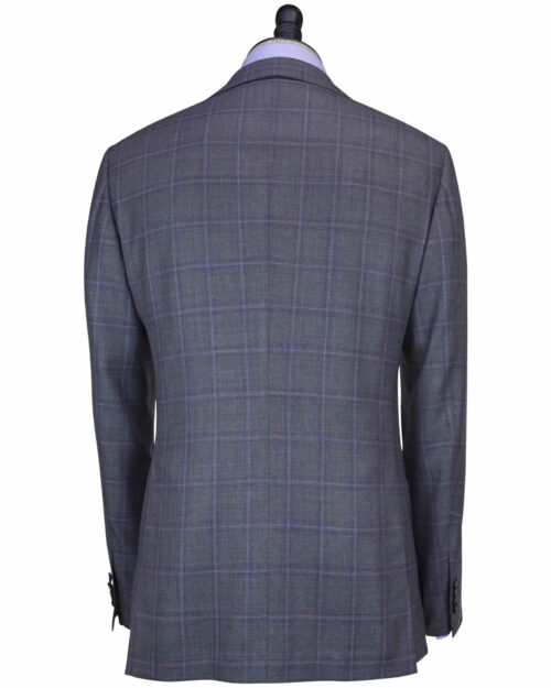 Hand-crafted Gray Blue Purple Plaid Suits